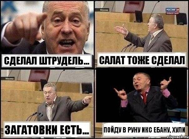 сделал штрудель... салат тоже сделал загатовки есть... пойду в руну икс ебану, хули, Комикс Жириновский клоуничает