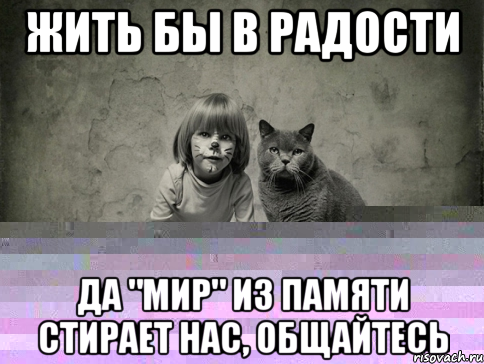 ЖИТЬ БЫ В РАДОСТИ ДА "МИР" ИЗ ПАМЯТИ СТИРАЕТ НАС, общайтесь