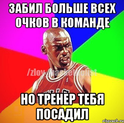 ЗАБИЛ БОЛЬШЕ ВСЕХ ОЧКОВ В КОМАНДЕ НО ТРЕНЕР ТЕБЯ ПОСАДИЛ, Мем ЗЛОЙ БАСКЕТБОЛИСТ