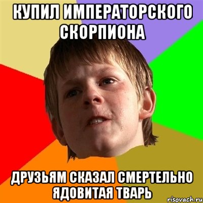 Купил Императорского скорпиона Друзьям сказал смертельно ядовитая тварь, Мем Злой школьник