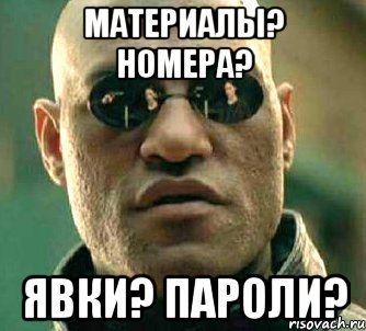 Материалы? Номера? Явки? Пароли?, Мем  а что если я скажу тебе