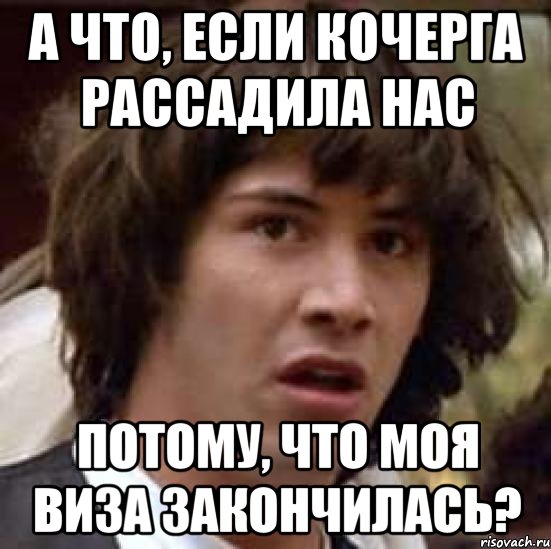 А что, если кочерга рассадила нас Потому, что моя виза закончилась?, Мем А что если (Киану Ривз)