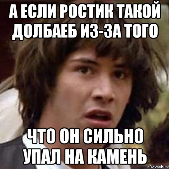 А если РОСТИК такой долбаеб из-за того ЧТО ОН СИЛЬНО УПАЛ НА КАМЕНЬ, Мем А что если (Киану Ривз)