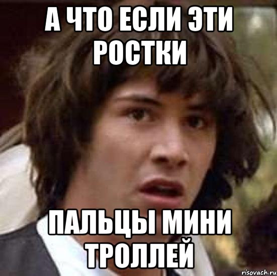 А что если эти ростки ПАЛЬЦЫ МИНИ ТРОЛЛЕЙ, Мем А что если (Киану Ривз)