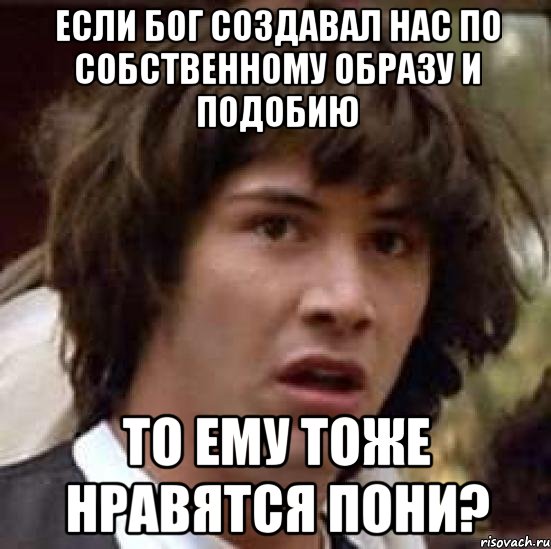 Если Бог создавал нас по собственному образу и подобию то ему тоже нравятся пони?, Мем А что если (Киану Ривз)