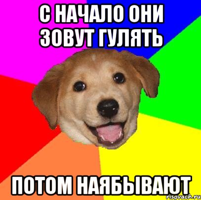 С начало они зовут гулять потом наябывают, Мем Advice Dog