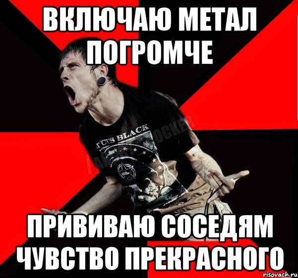 Включаю метал погромче прививаю соседям чувство прекрасного, Мем Агрессивный рокер
