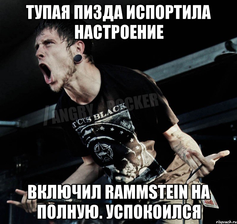 Тупая пизда испортила настроение Включил rammstein на полную. Успокоился, Мем Агрессивный Рокер