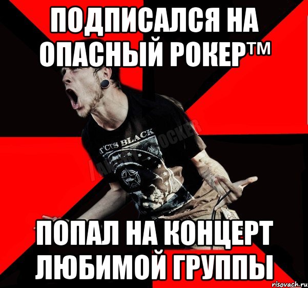 Подписался на Опасный рокер™ Попал на концерт любимой группы, Мем Агрессивный рокер