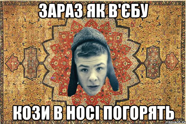 Зараз як В'єбу кози в носі погорять