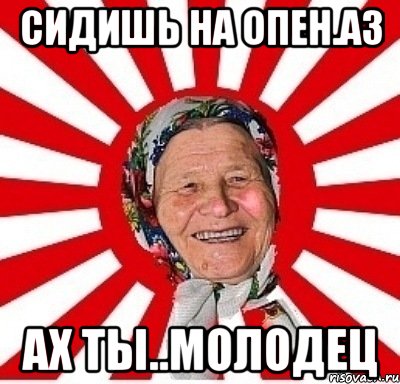 СИДИШЬ НА ОПЕН.АЗ АХ ТЫ..МОЛОДЕЦ, Мем  бабуля