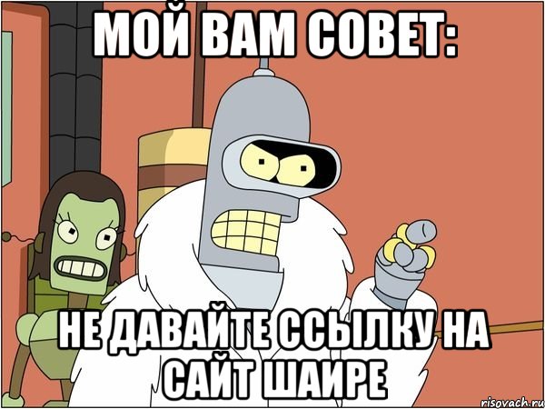 Мой вам совет: Не давайте ссылку на сайт Шаире, Мем Бендер