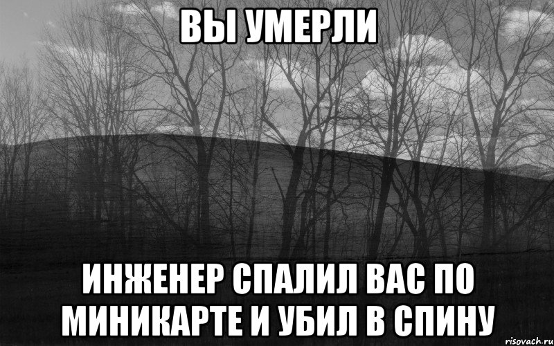 Вы умерли Инженер спалил вас по миникарте и убил в спину, Мем безысходность лес