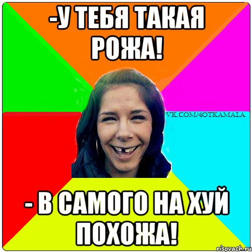 -У тебя такая рожа! - В самого на хуй похожа!