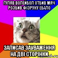 Гуляв волейбол отбив мяч розбив фізруку ебало Записав зауваження на дві сторінки