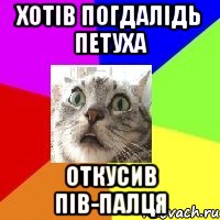 хотів погдалідь петуха откусив пів-палця