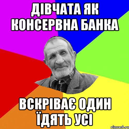 дівчата як консервна банка вскріває один їдять усі, Мем Чоткий дед