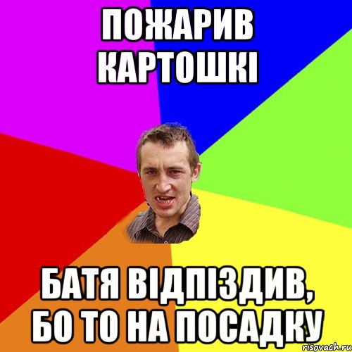 Пожарив картошкі батя відпіздив, бо то на посадку, Мем Чоткий паца