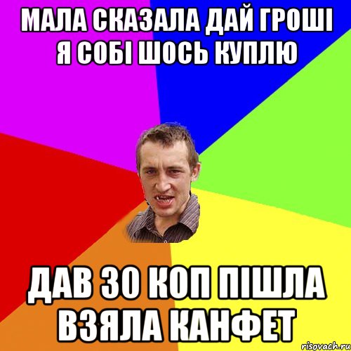 Мала сказала дай гроші я собі шось куплю Дав 30 коп пішла взяла канфет, Мем Чоткий паца