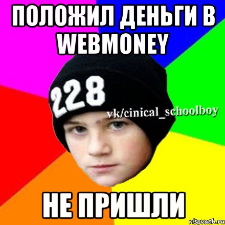 ПОЛОЖИЛ ДЕНЬГИ В WEBMONEY НЕ ПРИШЛИ, Мем  Циничный школьник 1