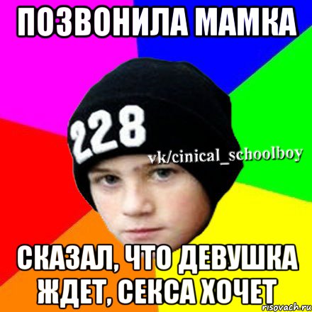 Позвонила мамка Сказал, что девушка ждет, секса хочет, Мем  Циничный школьник 1