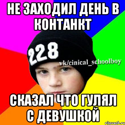 не заходил день в контанкт сказал что гулял с девушкой, Мем  Циничный школьник 1