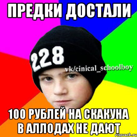 Предки достали 100 рублей на скакуна в аллодах не дают, Мем  Циничный школьник 1