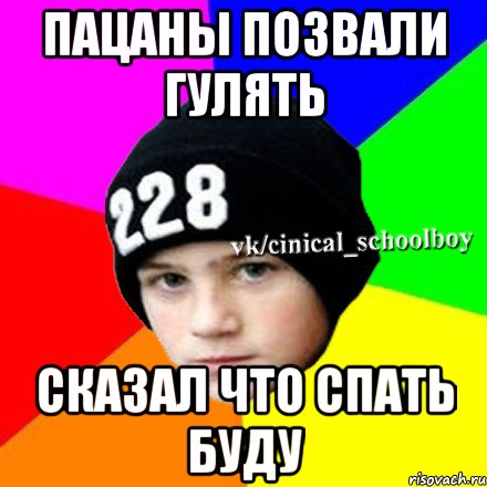 Пацаны позвали гулять Сказал что спать буду, Мем  Циничный школьник 1