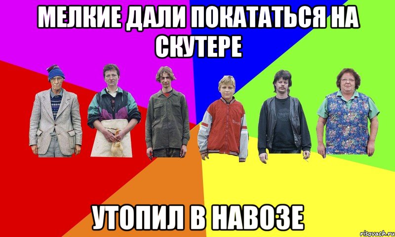 Мелкие дали покататься на скутере утопил в навозе