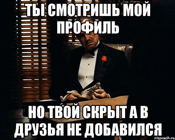 Ты смотришь мой профиль но твой скрыт а в друзья не добавился, Мем Дон Вито Корлеоне