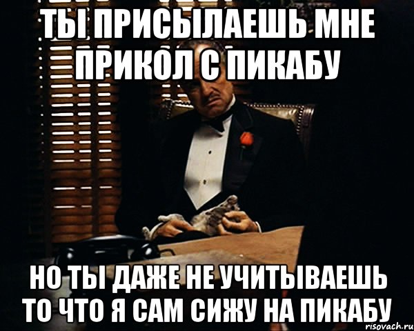 Ты присылаешь мне прикол с Пикабу Но ты даже не учитываешь то что я сам сижу на Пикабу, Мем Дон Вито Корлеоне