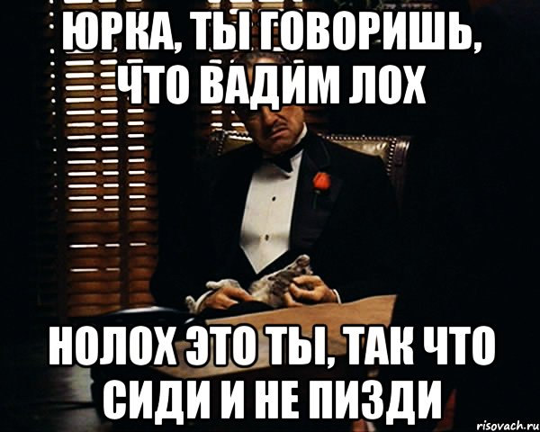 Юрка, ты говоришь, что Вадим лох нолох это ТЫ, так что сиди и не пизди, Мем Дон Вито Корлеоне