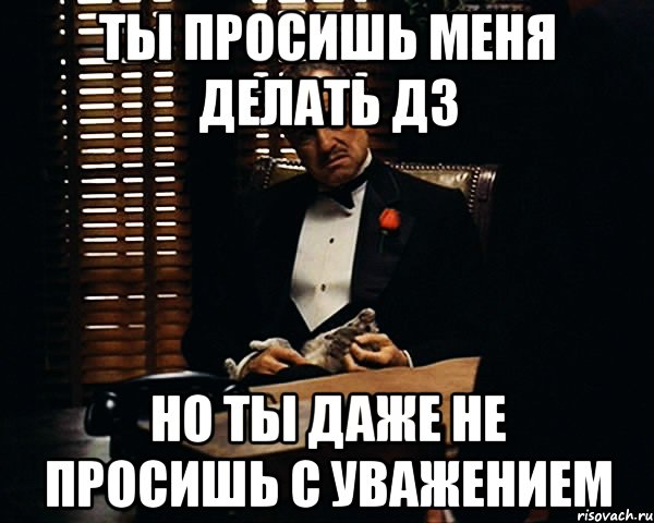 Ты просишь меня делать дз Но ты даже не просишь с уважением, Мем Дон Вито Корлеоне