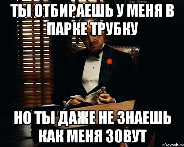 ТЫ отбираешь у меня в парке трубку но ты даже не знаешь как меня зовут, Мем Дон Вито Корлеоне