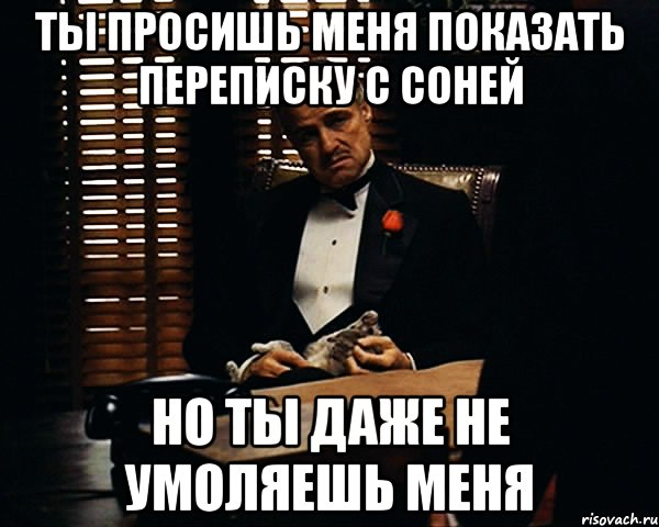 Ты просишь меня показать переписку с Соней Но ты даже не умоляешь меня, Мем Дон Вито Корлеоне