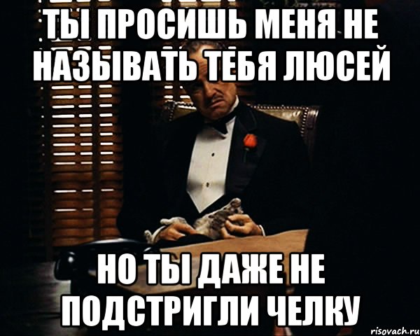 Ты просишь меня не называть тебя Люсей Но ты даже не подстригли челку, Мем Дон Вито Корлеоне