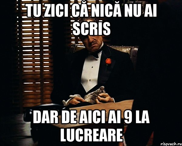 Tu zici că nică nu ai scris dar de aici ai 9 la lucreare, Мем Дон Вито Корлеоне