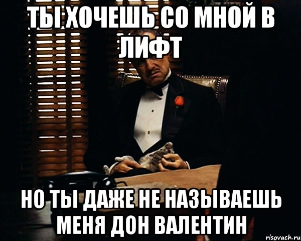 ты хочешь со мной в лифт но ты даже не называешь меня Дон Валентин, Мем Дон Вито Корлеоне