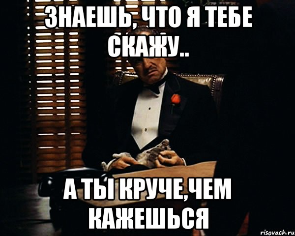 Знаешь, что я тебе скажу.. А ты круче,чем кажешься, Мем Дон Вито Корлеоне