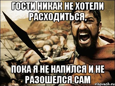 гости никак не хотели расходиться, пока я не напился и не разошелся сам, Мем Это Спарта