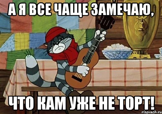 А я все чаще замечаю, Что Кам уже не торт!, Мем Грустный Матроскин с гитарой