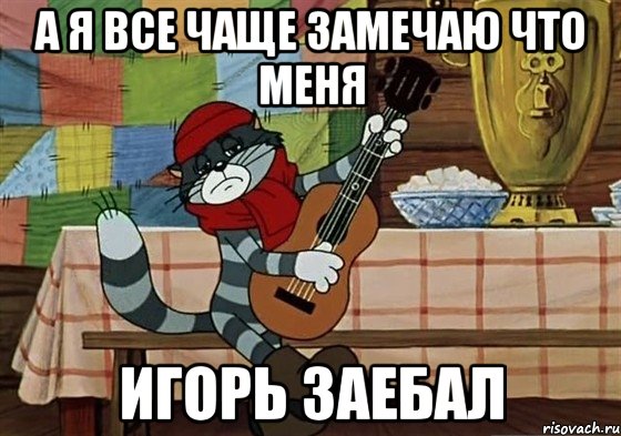 А я все чаще замечаю что меня игорь заебал, Мем Грустный Матроскин с гитарой