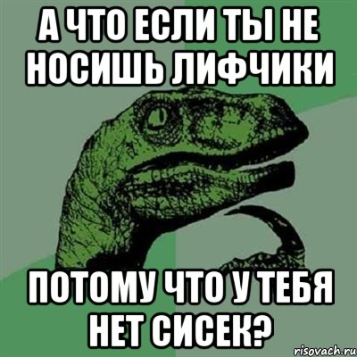 а что если ты не носишь лифчики потому что у тебя нет сисек?, Мем Филосораптор