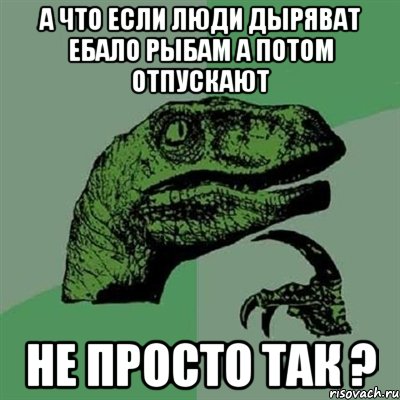 А ЧТО ЕСЛИ ЛЮДИ ДЫРЯВАТ ЕБАЛО РЫБАМ А ПОТОМ ОТПУСКАЮТ НЕ ПРОСТО ТАК ?, Мем Филосораптор