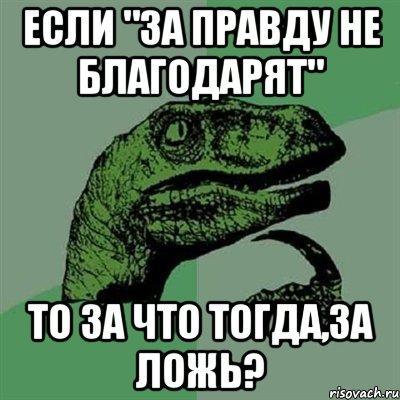 ЕСЛИ "ЗА ПРАВДУ НЕ БЛАГОДАРЯТ" ТО ЗА ЧТО ТОГДА,ЗА ЛОЖЬ?, Мем Филосораптор