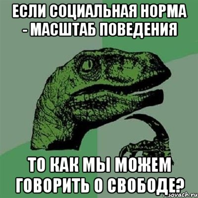 Если социальная норма - масштаб поведения То как мы можем говорить о свободе?, Мем Филосораптор