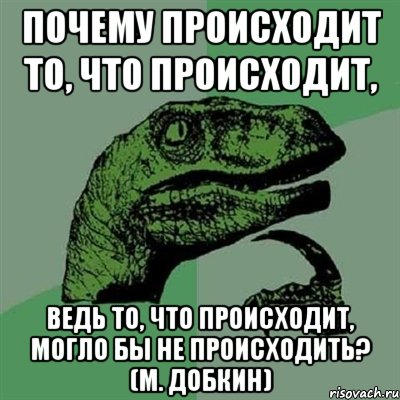 Почему происходит то, что происходит, ведь то, что происходит, могло бы не происходить? (М. Добкин), Мем Филосораптор