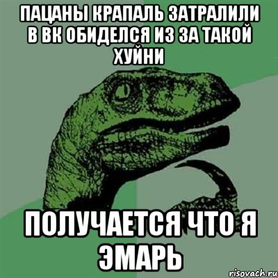 Пацаны крапаль затралили в вк Обиделся из за такой хуйни Получается что я эмарь, Мем Филосораптор