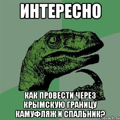 ИНТЕРЕСНО КАК ПРОВЕСТИ ЧЕРЕЗ КРЫМСКУЮ ГРАНИЦУ КАМУФЛЯЖ И СПАЛЬНИК?, Мем Филосораптор