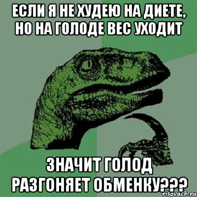 Если я не худею на диете, но на голоде вес уходит значит голод разгоняет обменку???, Мем Филосораптор